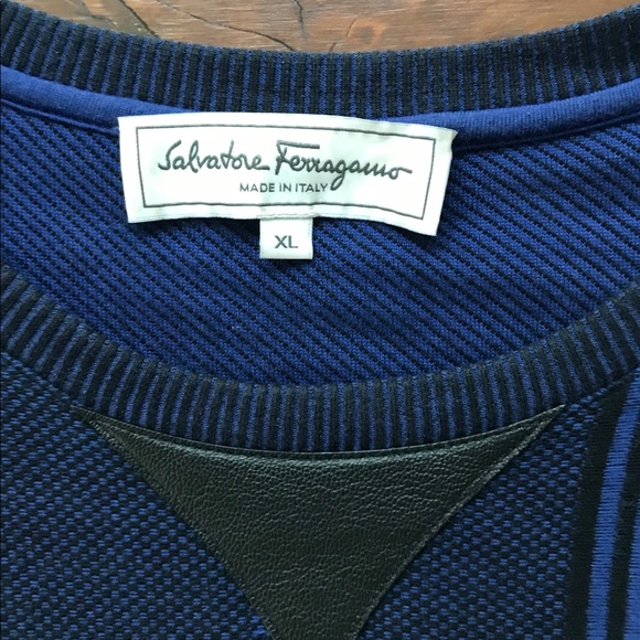 Salvatore Ferragamo Men’s leather trimmed sweater - Picture 2 of 3